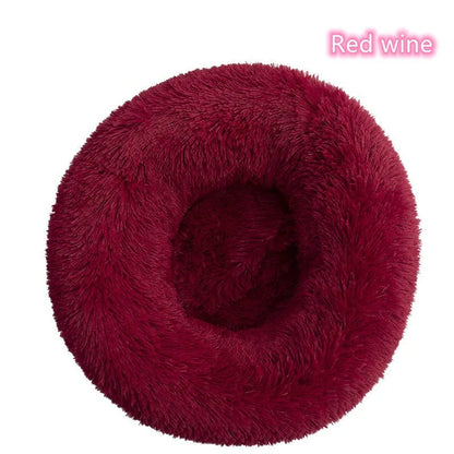 Coussin lit pour chat rouge vin douillet