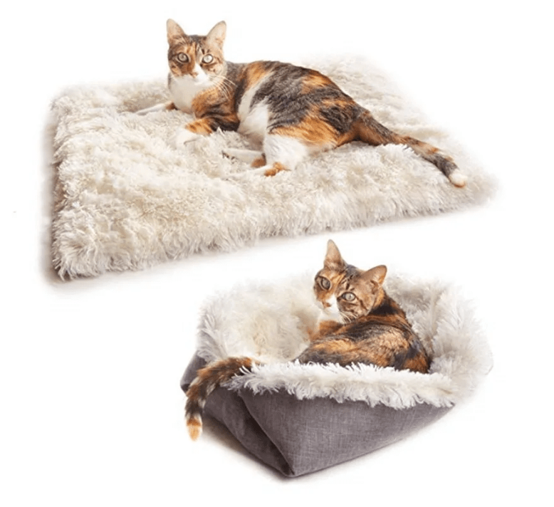 Coussin pour chat 2-en-1 gris deux setup
