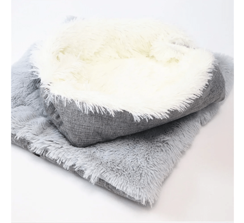Coussin pour chat 2-en-1 gris ou blanc