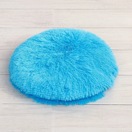 Coussin pour chat en peluche et rond bleu