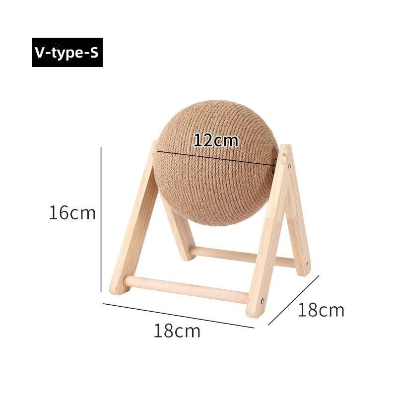 Griffoir à chat boule rotative dimension de 18 cm par 18 cm par 16 cm