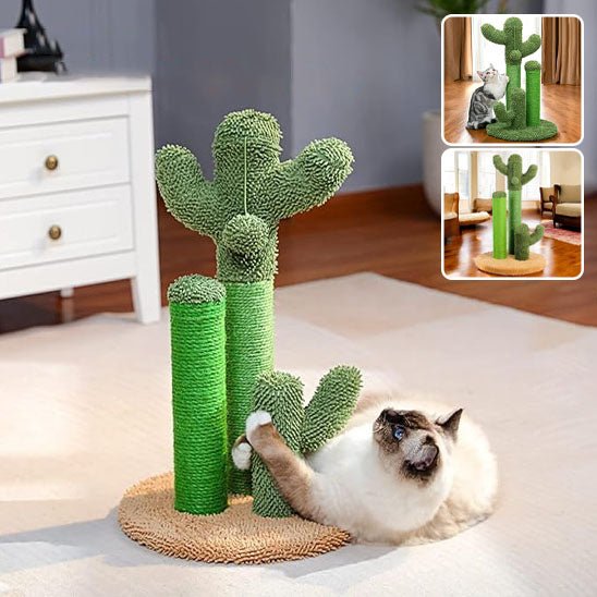Griffoir pour chat trois poteaux vert amusant