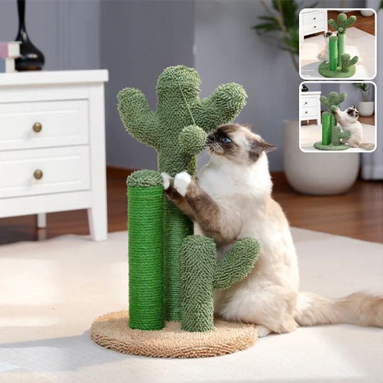 Griffoir pour chat trois poteaux vert