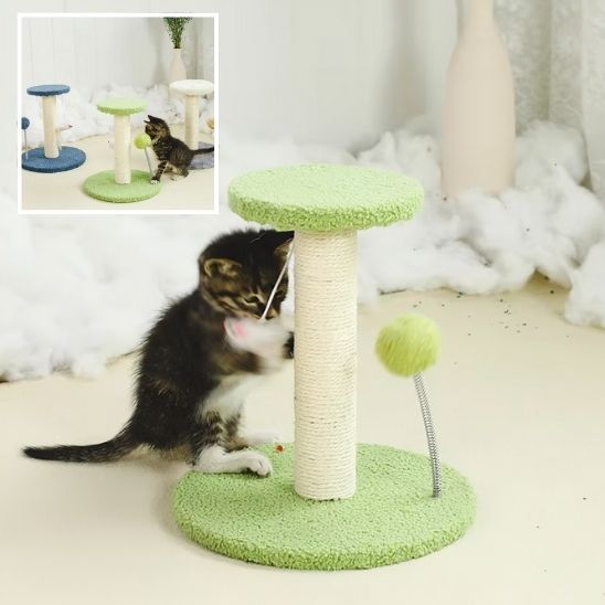 Griffoir pour chat avec poteau à gratter jouet souris vert