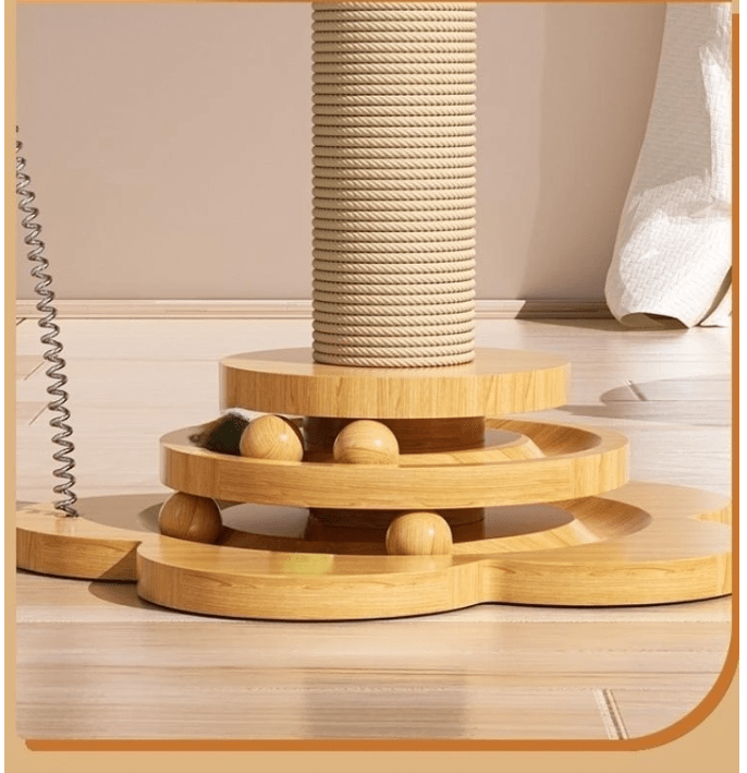Griffoir pour chat plateau tournant socle avec boule 