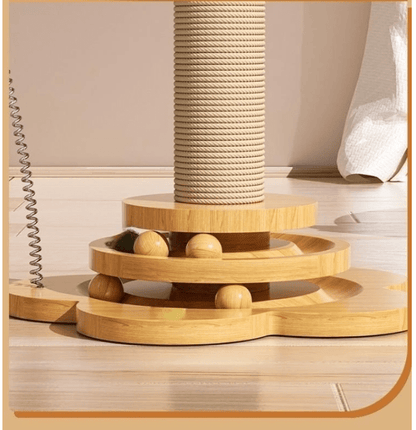 Griffoir pour chat plateau tournant socle avec boule 