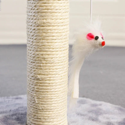 Griffoir pour chat poteau a gratter bleu de sisal