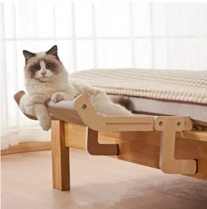 Hamac pour chat bois couleur rose gris pour relaxation