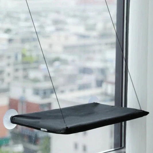 Hamac pour chat dans fenêtre avec ventouse et corde noir
