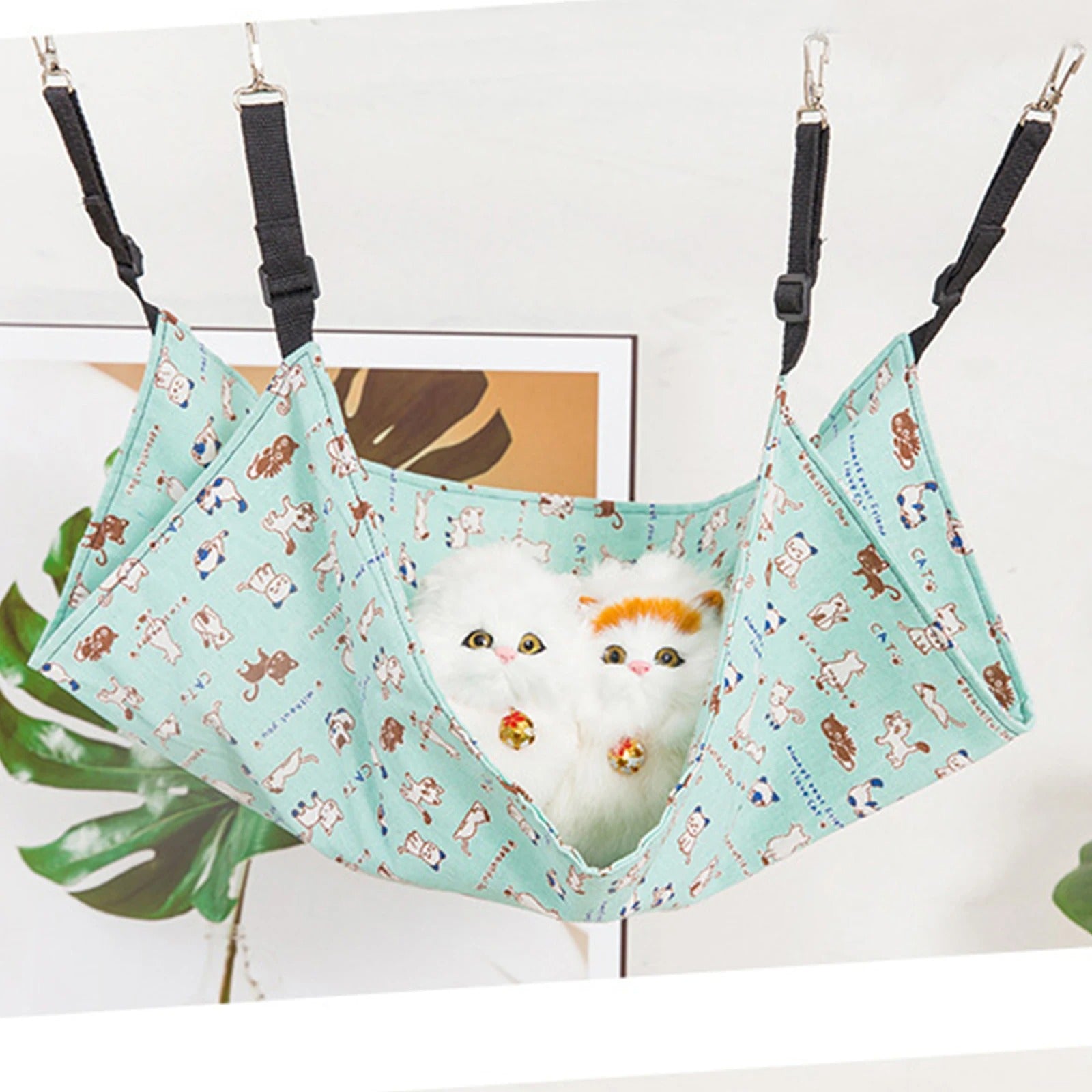 Hamac pour chat suspendu bleu turquoise