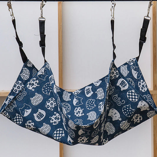 Hamac pour chat  suspendu par courroies bleu 