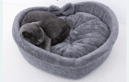 Lit pour chat en forme de cœur gris pour sommeil