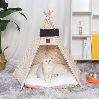 Lit pour chat - tipi - toile douce - Boutique Chat l'Heureux