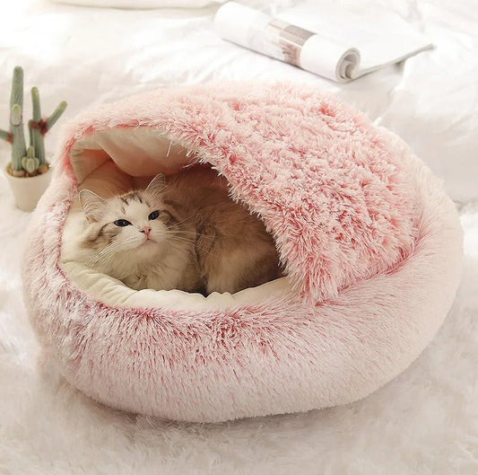 Maison pour chat couette chaude rose