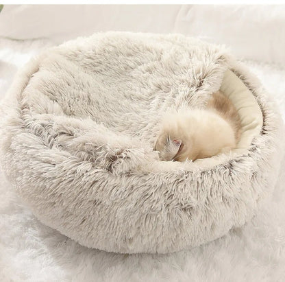 Maison pour chat couette peluche bronze pour un sommeil