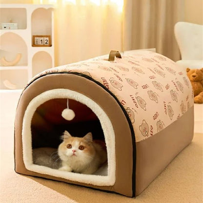Maison pour chat en dôme avec poignée  deux couleurs 