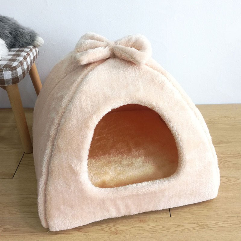Maison pour chat douillet beige uni
