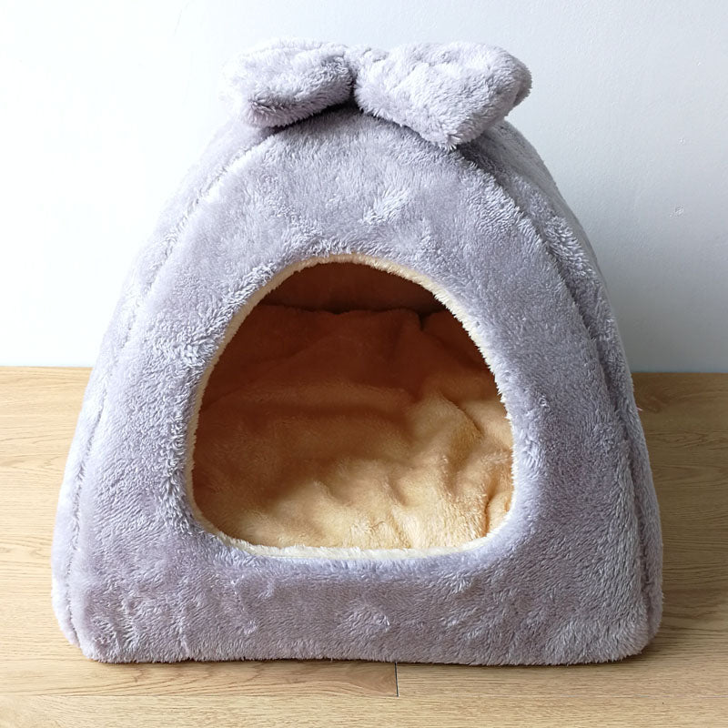 Maison pour chat douillet gris uni