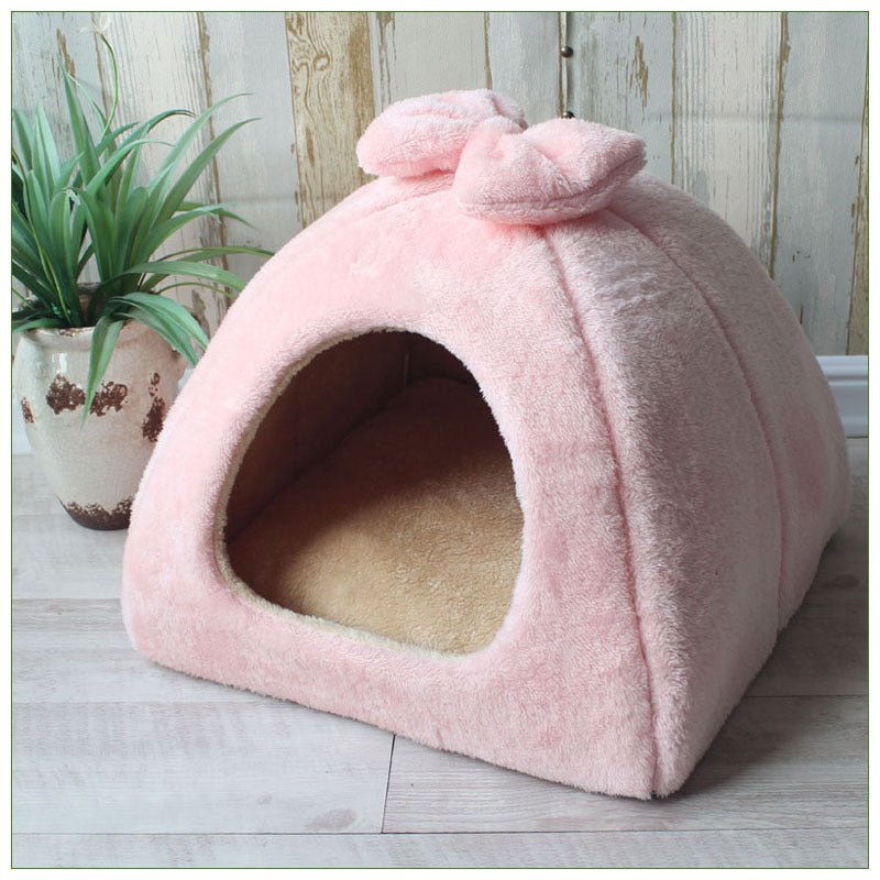 Maison pour chat douillet rose uni