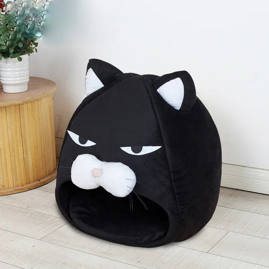 Maison pour chat forme chat chaud de 48 cm en noir