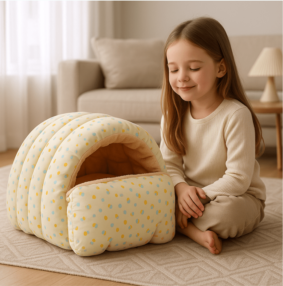Maison pour chat nid douillet jaune cachette