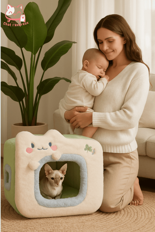 Maison pour chat résistant au froid de couleur vert