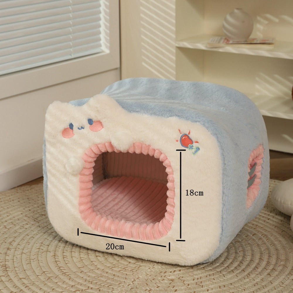 Maison pour chat bleu résistant froid dimension de 20 cm par 18 cm