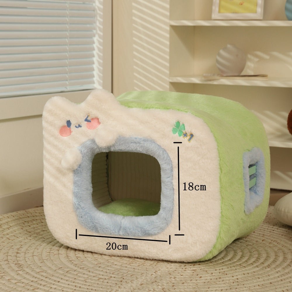 Maison pour chat verte résistant froid dimension de 20 cm par 18 cm