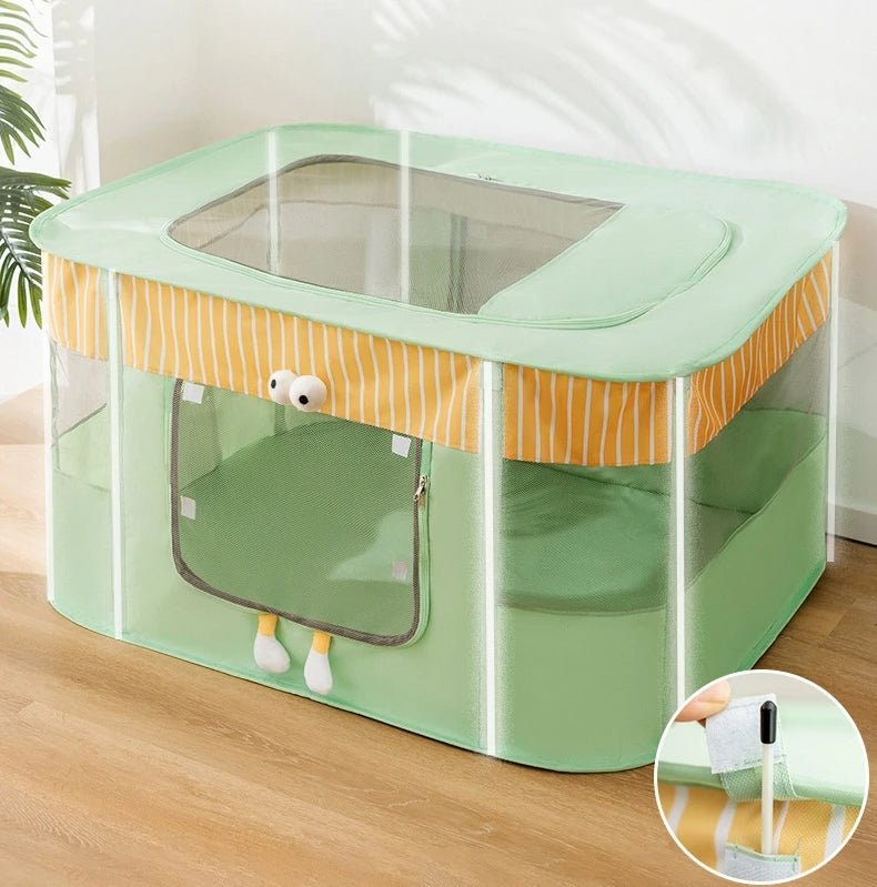 Maison pour chat salle de jeu  verte avec grande vision