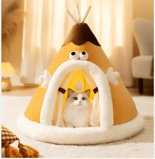 Panier pour chat en forme de tente douillette