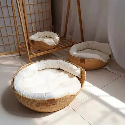 Panier pour chat en osier avec  coussin ultra et dimension