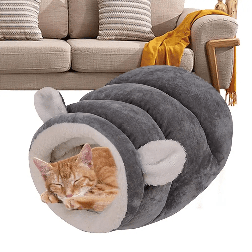Panier pour chat forme de petite grotte grise