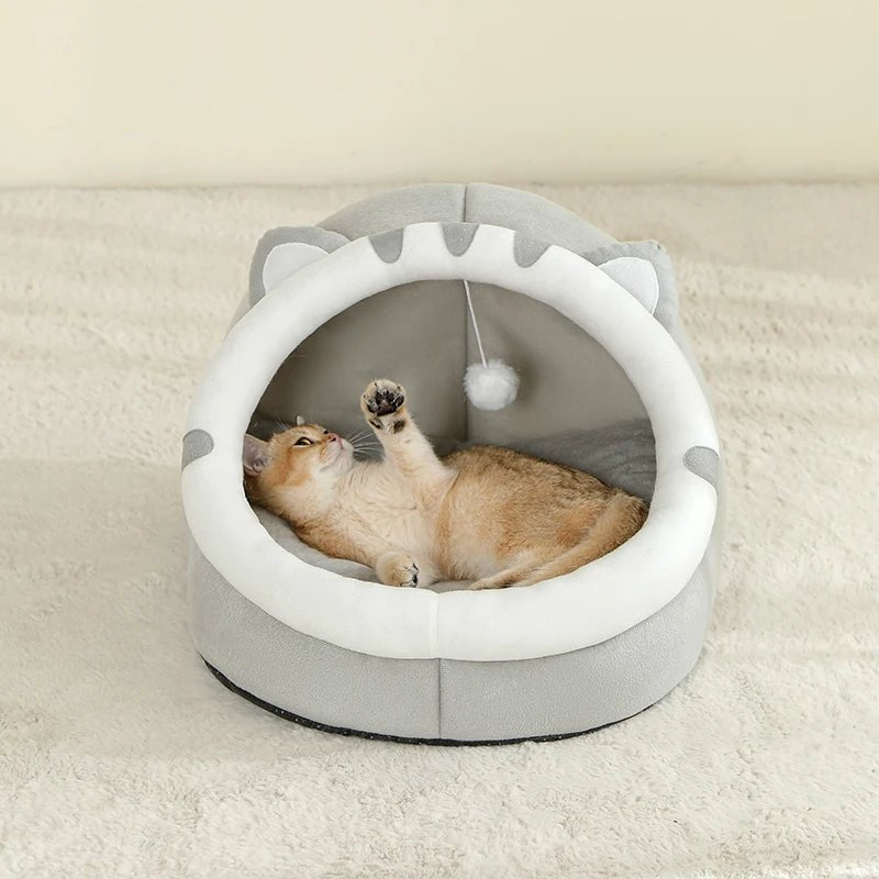 Panier pour chat avec pompon suspendu pour amusement