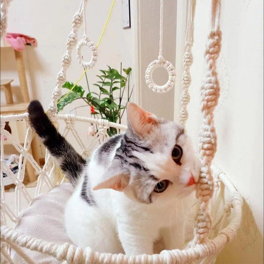 Panier pour chat tissé à la main style jardinière blanc