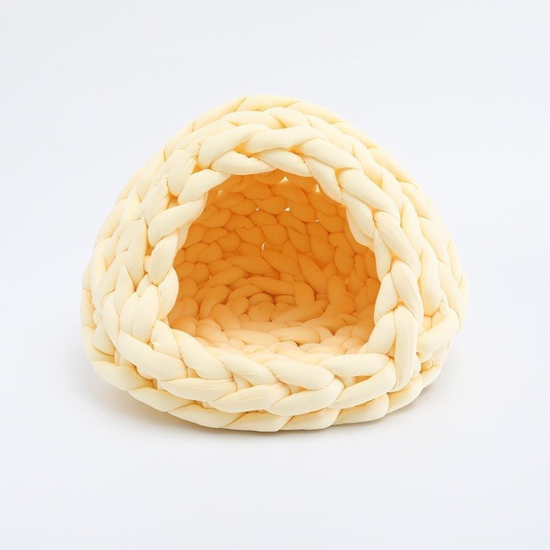 Panier pour chat tressé jaune