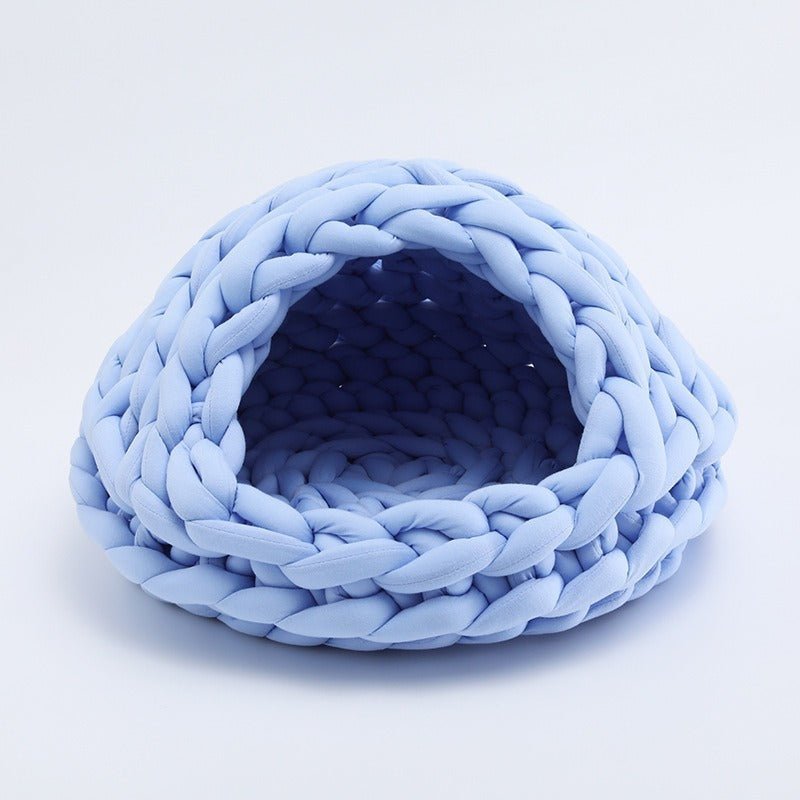 Panier pour chat tressé turquoise