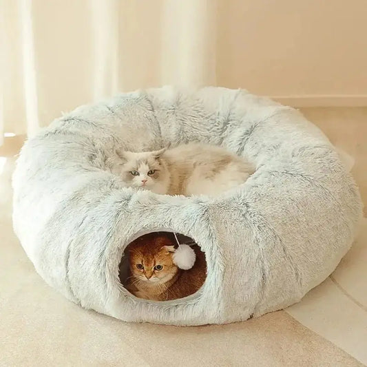 Lit pour Chat - CatLitTunnel™ - Gris - Boutique Chat l'Heureux
