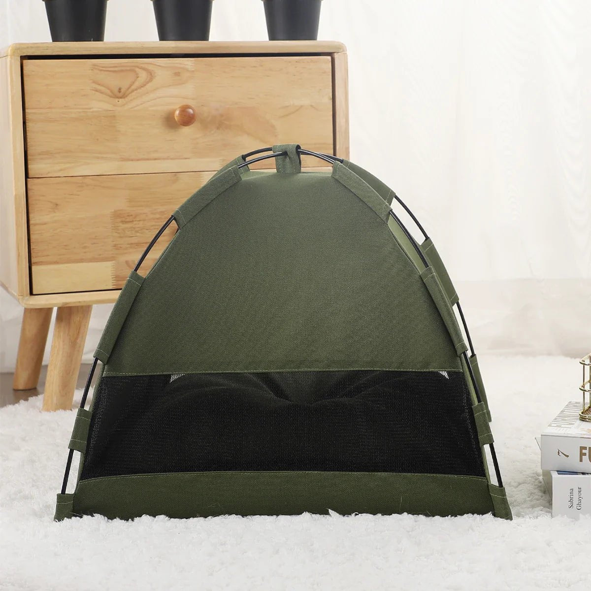Tente Chat - CatTentBed™ - Vert Militaire - Boutique Chat l'Heureux