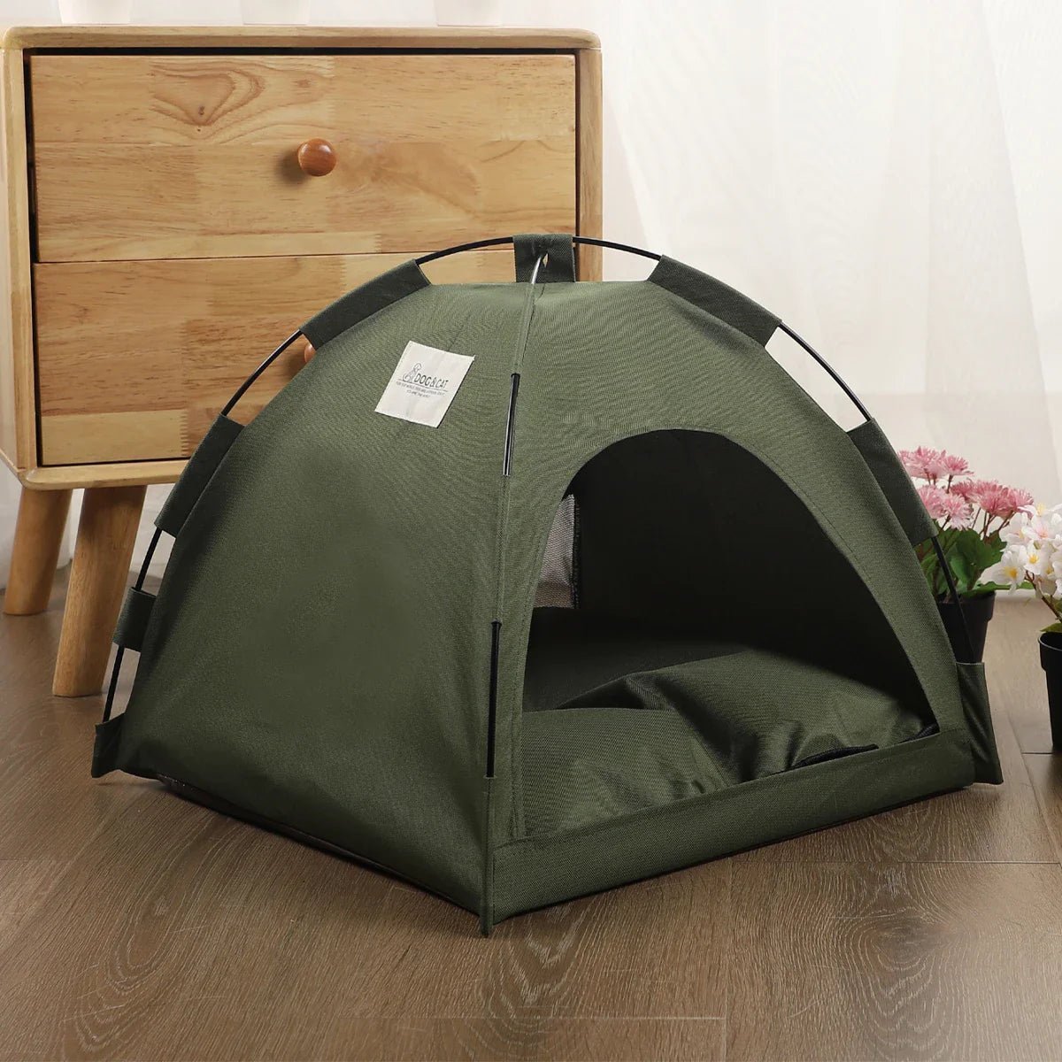 Tente Chat - CatTentBed™ - Vert Militaire - Boutique Chat l'Heureux