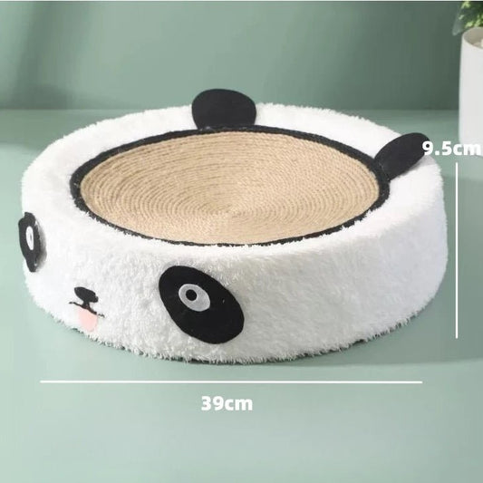 Griffoir chat gratte roche rond blanc panda