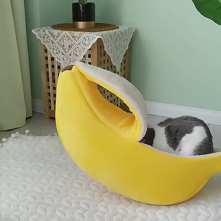 Vidéo du Panier pour chat banane jaune