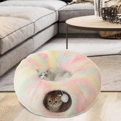 Lit pour Chat - CatLitTunnel™ Multicolore - Boutique Chat l'Heureux