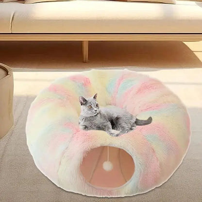 Lit pour Chat - CatLitTunnel™ Multicolore - Boutique Chat l'Heureux
